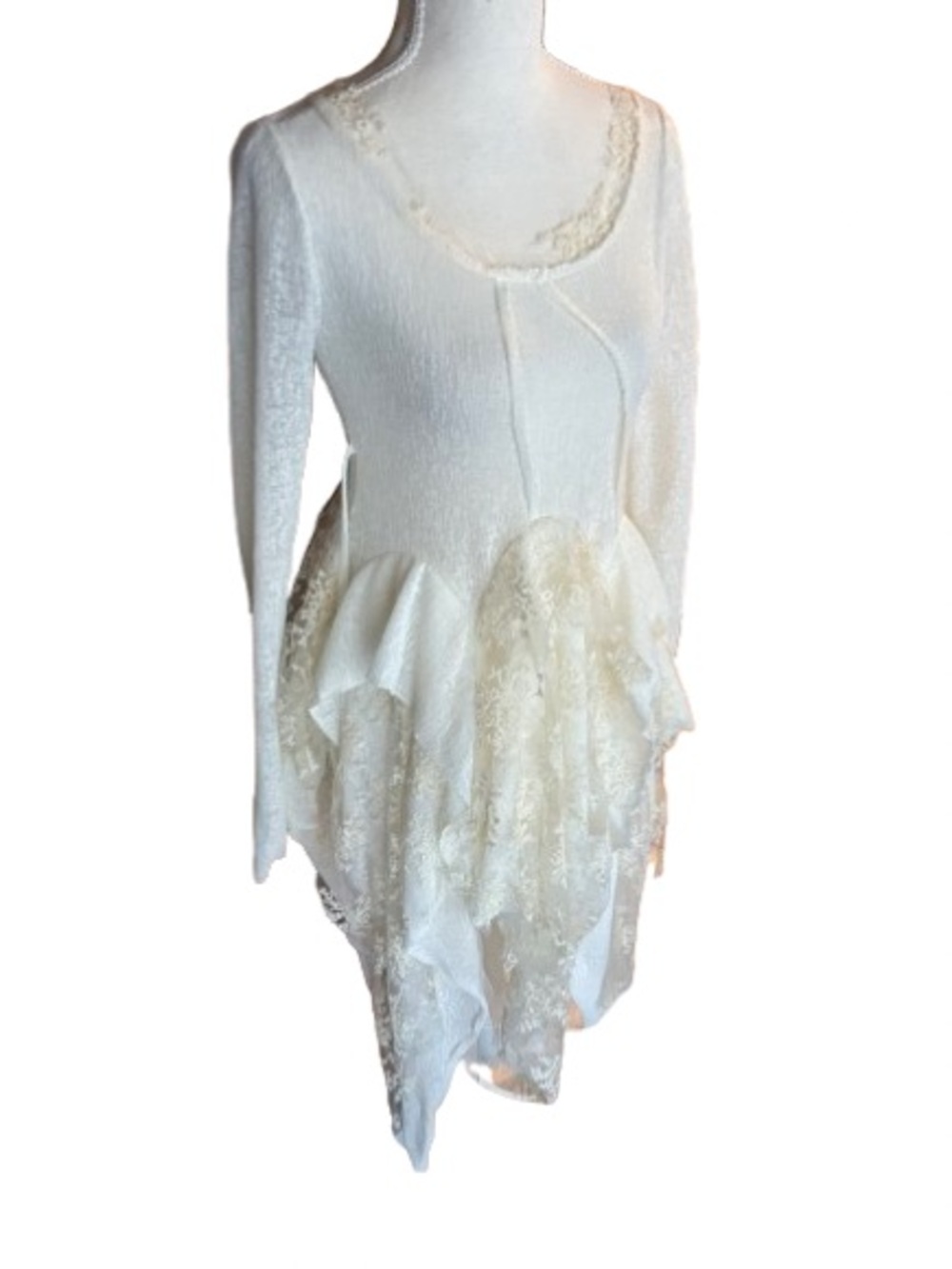 Fairycore Lace Sheer Handkerchief QUEENIA Small Tunic Dress Fairy Boho Illusion